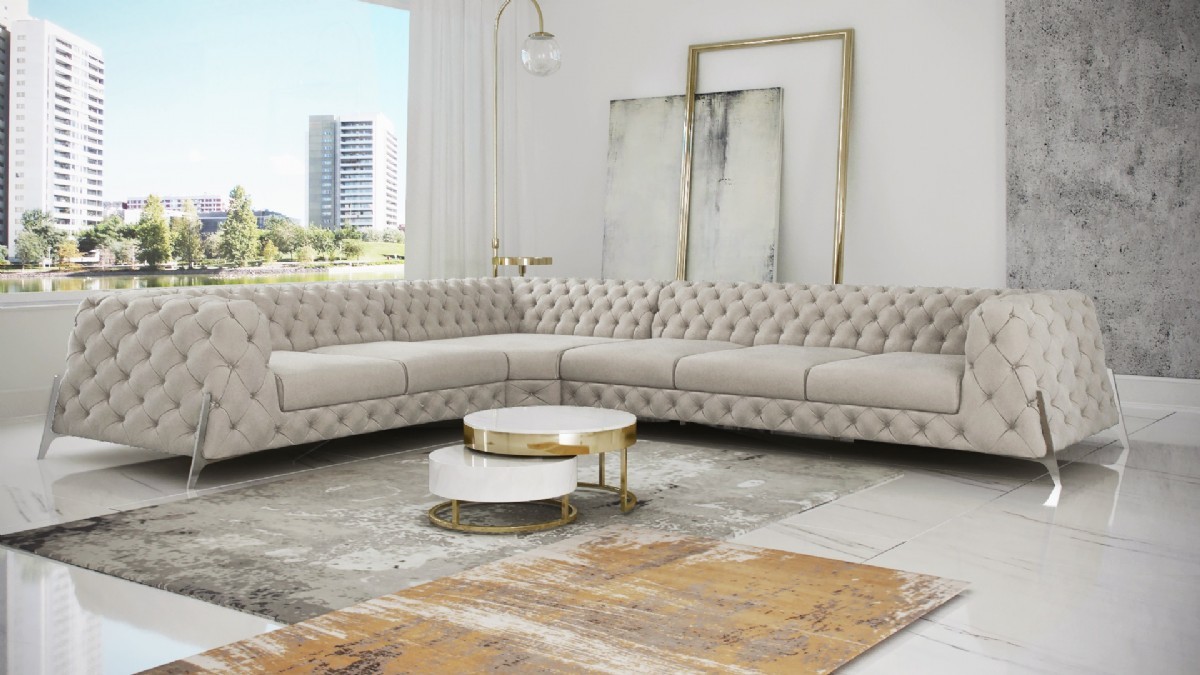 Comfortable L-shaped Chesterfield sofa