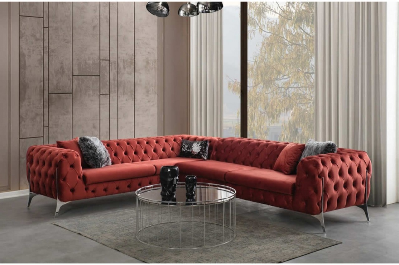 Modern L-Shaped Chesterfield Sofa