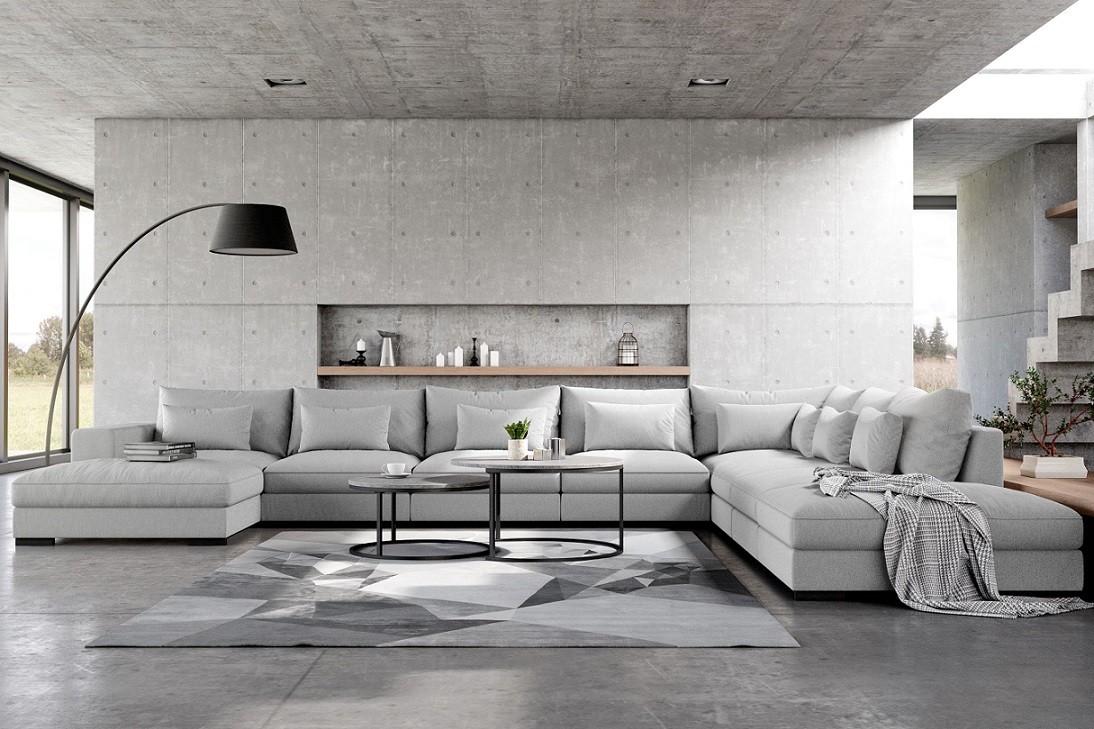 U-Shaped Sofa: Provides more seating space, perfect for large living rooms