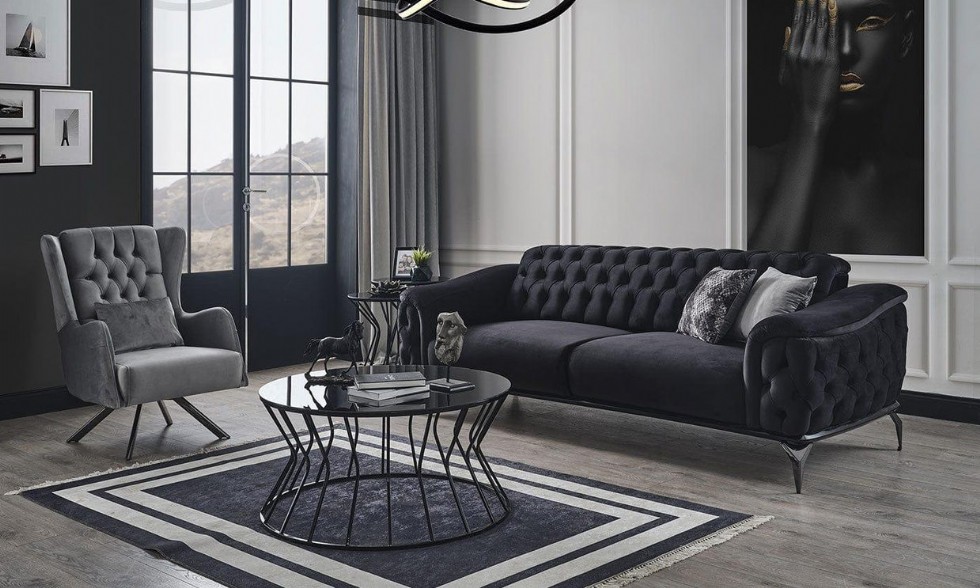 Kodu: 13729 - Stylish And Modern Black Sofa Designs For Elegant Interiors